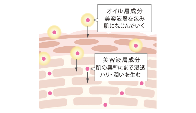 オイルが肌に馴染み、美容液成分が肌の奥まで浸透する