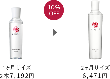 1ヶ月サイズ2本7,192円が2ヶ月サイズなら6,471円で10%OFF