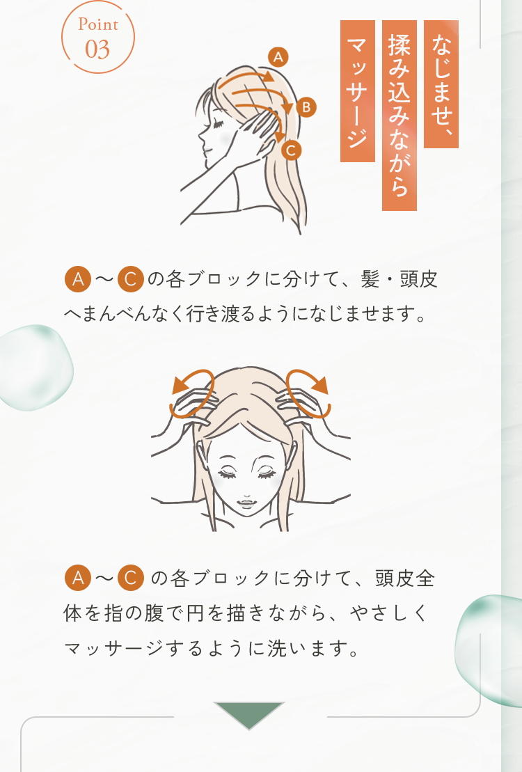 Point03 なじませ、揉み込みながらマッサージ