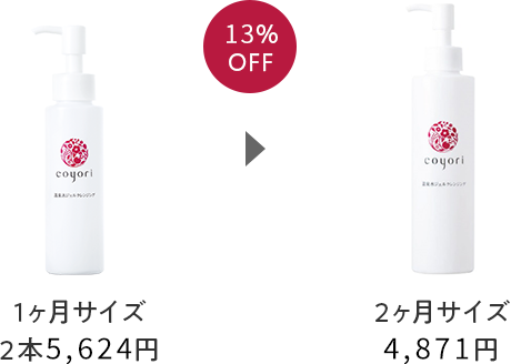 1ヶ月サイズ2本5,624円が2ヶ月サイズなら4,871円で10%OFF