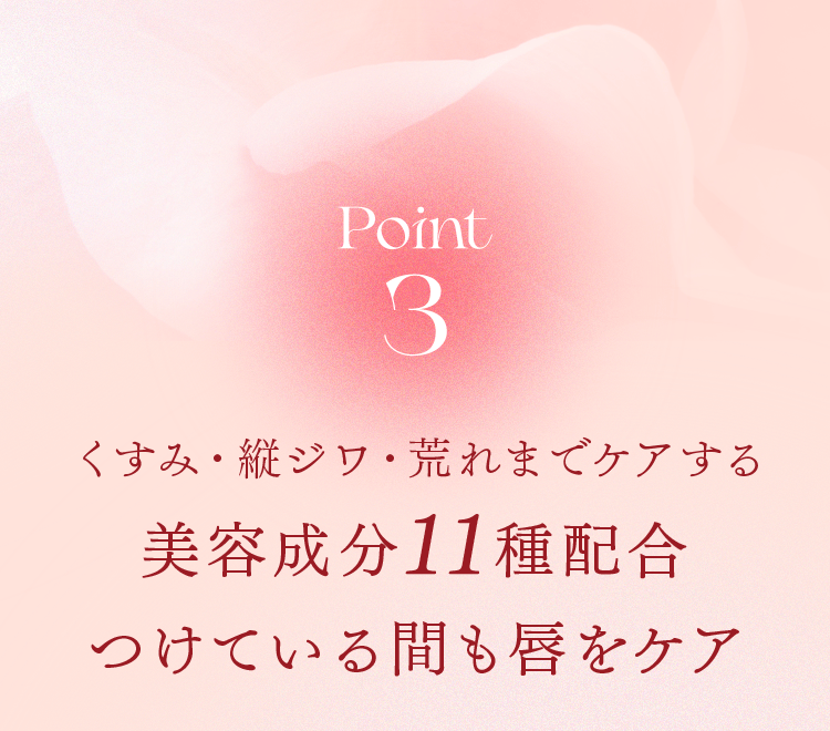 Point3 くすみ・縦ジワ・荒れまでケアする 美容成分11種配合つけている間も唇をケア