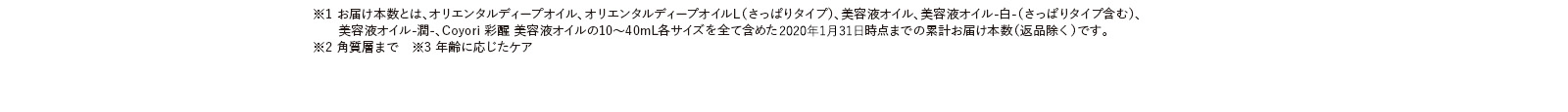 ※2 角質層まで　※3 年齢に応じたケア