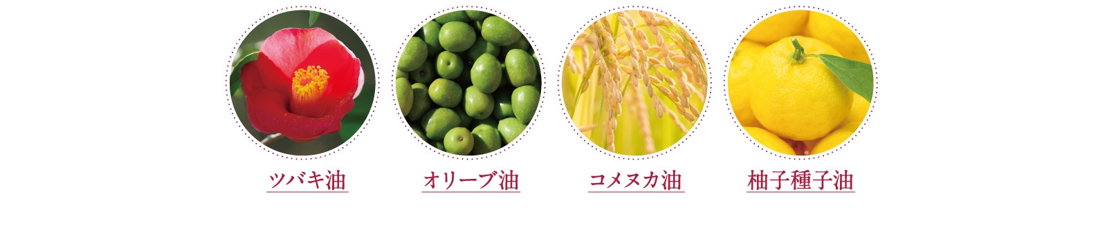 ツバキ油 オリーブ油 コメヌカ油 柚子種子油