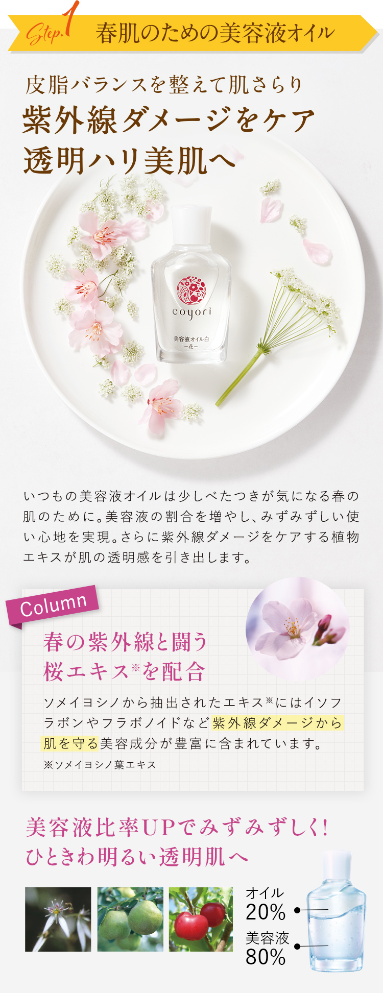 Step.1 春肌のための美容液オイル
